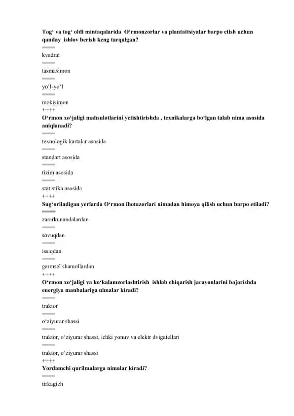 O‘rmon xo‘jaligi va ko‘kalamzorlash jarayonlari