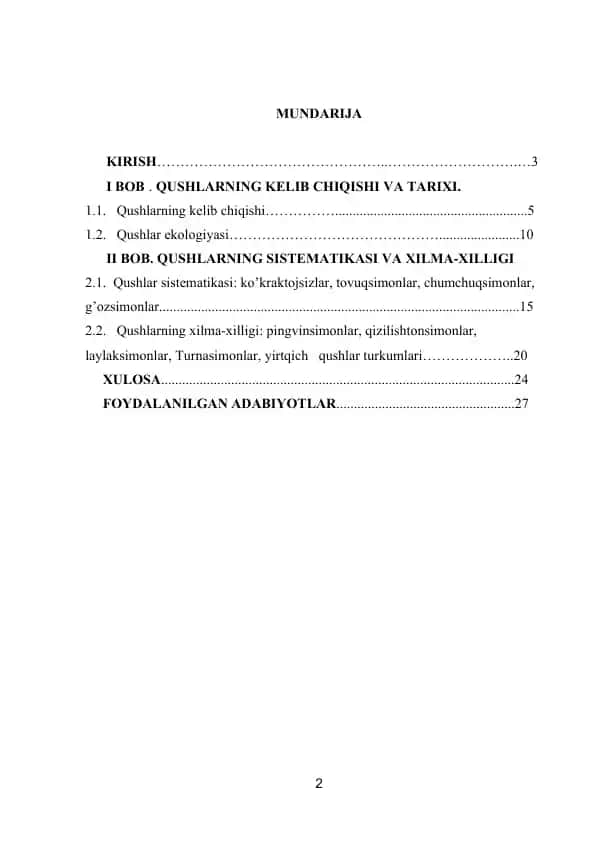 Qushlarning Ekologiyasi