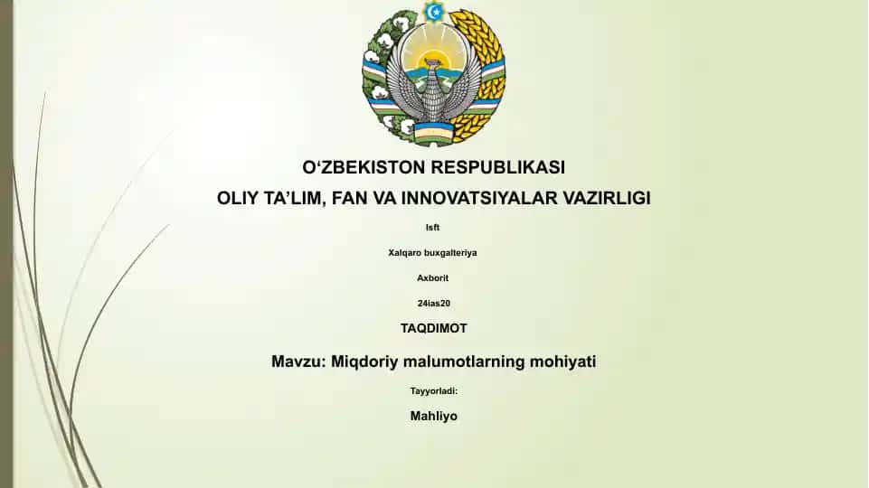 Miqdoriy malumotlarning mohiyati