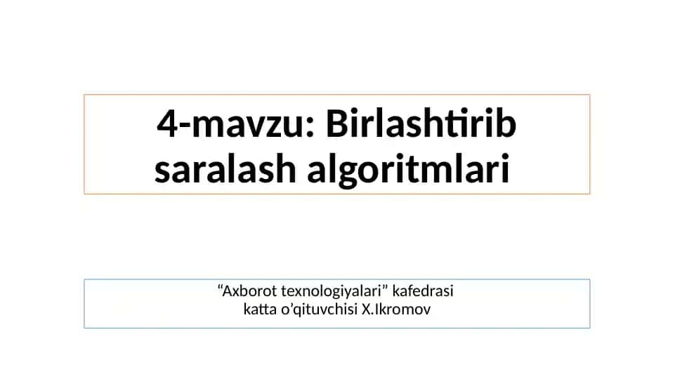 Birlashtirib saralash algoritmlari