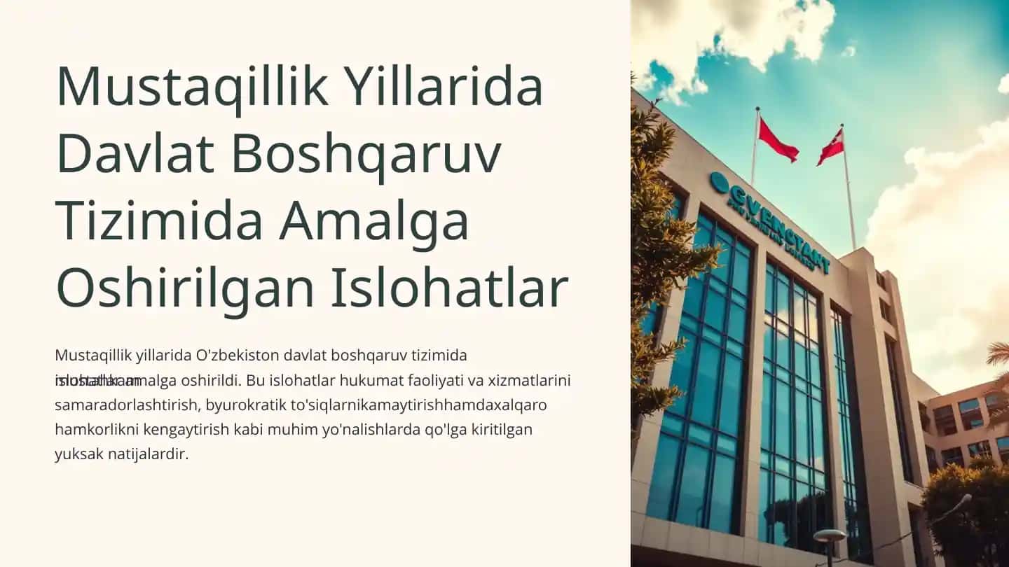 Davlat Boshqaruv Tizimidagi Islohatlarning Asosiy Yo'nalishlari