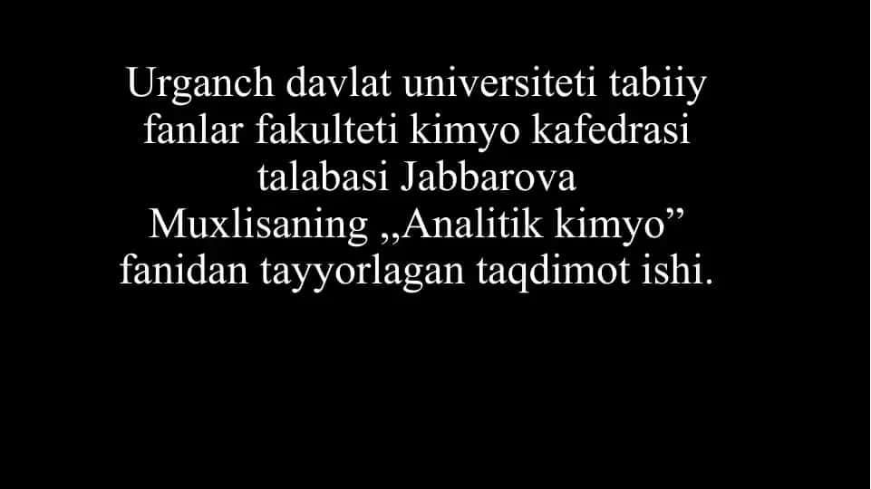 FOTOMETRIK USULDA ZAHARLI METALLARNI ANIQLASH