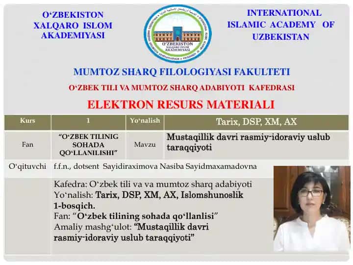 Mustaqillik davri rasmiy-idoraviy uslub taraqqiyoti