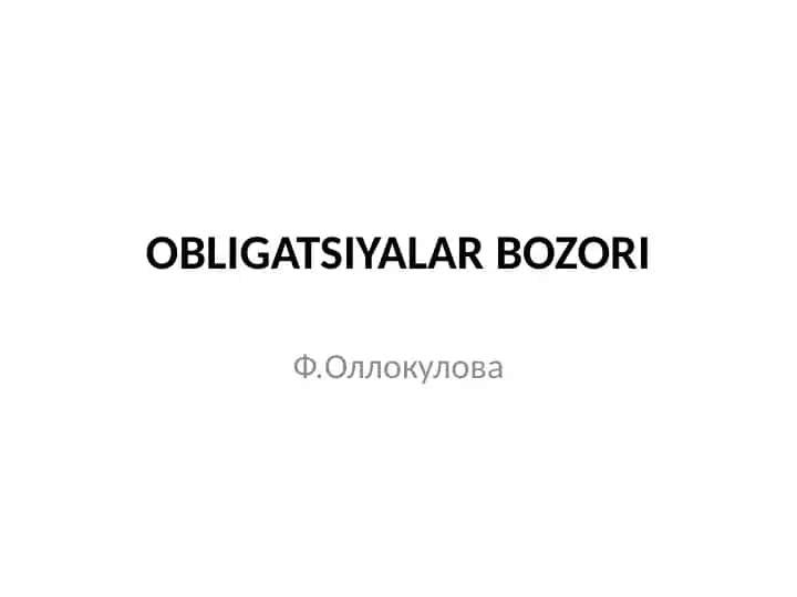 Obligatsiyalar Bozori