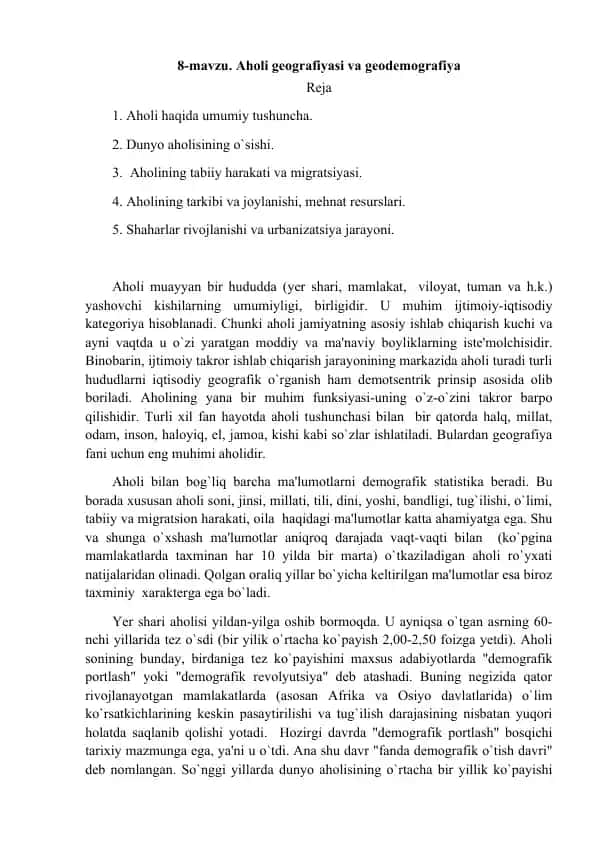 Aholi geografiyasi va geodemografiya
