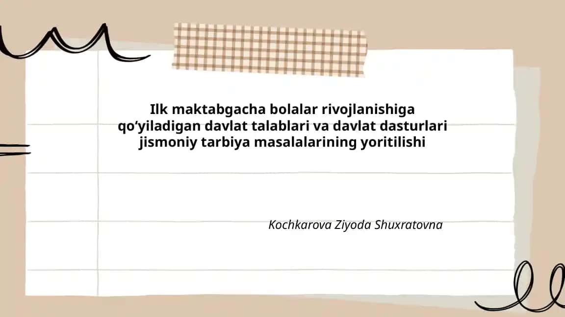 Davlat ta'lim standartlarida ilk maktabgacha jismoniy tarbiya boʻlimining mazmuni