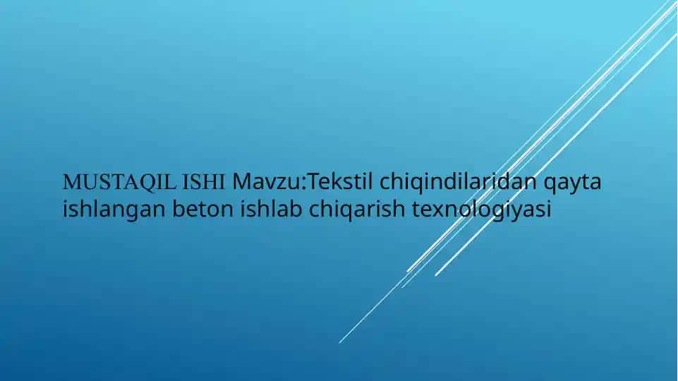 Qayta ishlangan beton ishlab chiqarish texnologiyasi