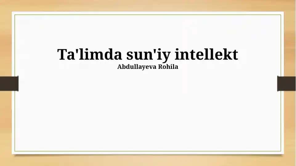 Ta'limda sun'iy intellekt