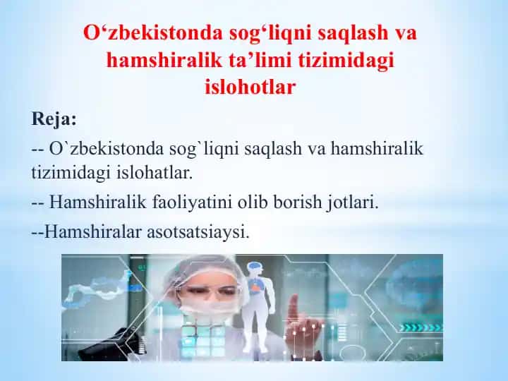 Hamshiralik ishi va sog'liqni saqlash tizimi