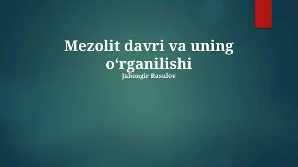Mezolit davri va uning oʻrganilishi