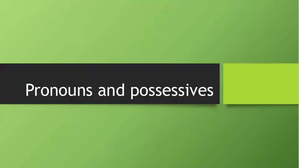 Pronouns and possessives