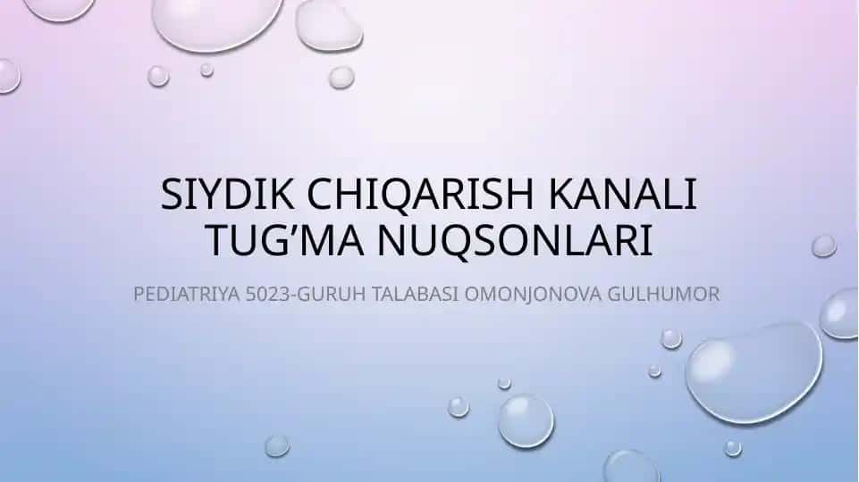 Siydikchiqarish kanali tug’manuqsonlari