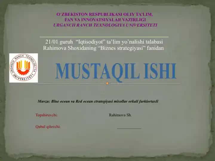 Blue ocean va Red ocean strategiyasi misollar orkali farklilortaxli