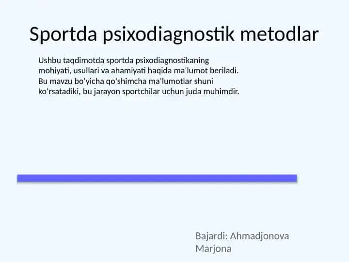 Sportda psixodiagnostik metodlar