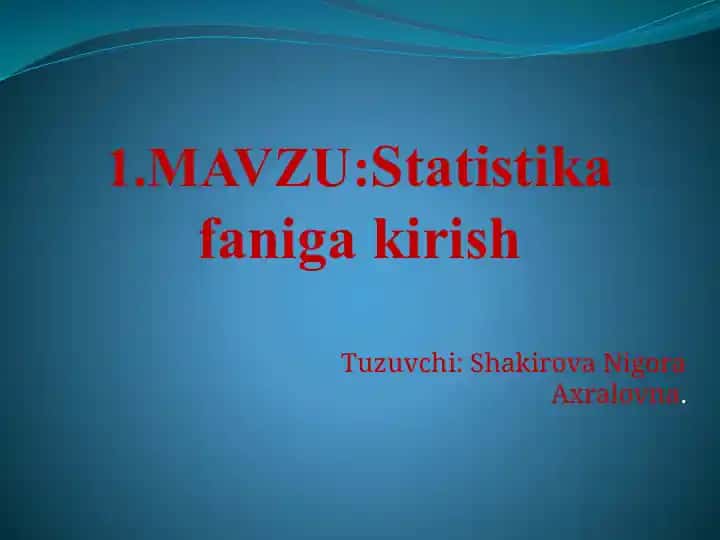 Statistika fanining asosiy tushunchalari