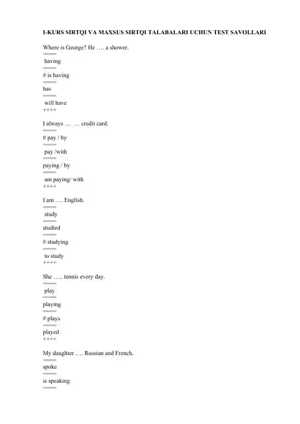 English Grammar Test