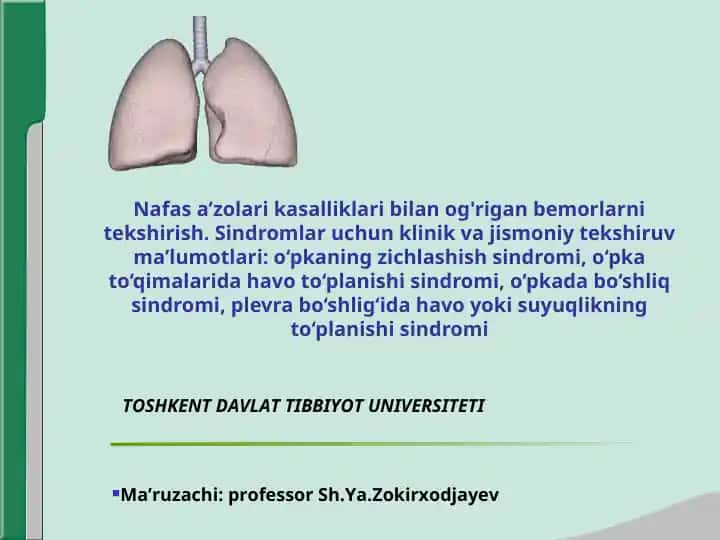 Nafas a’zolari kasalliklari bilan og'rigan bemorlarni tekshirish