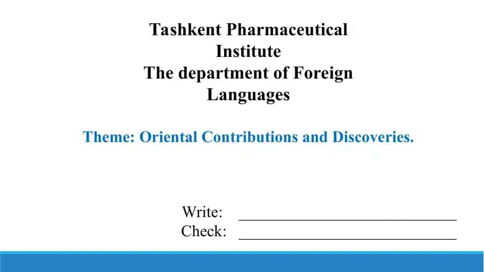 13.2. Oriental Contributions and Discoveries. Taqdimot 12 bet
