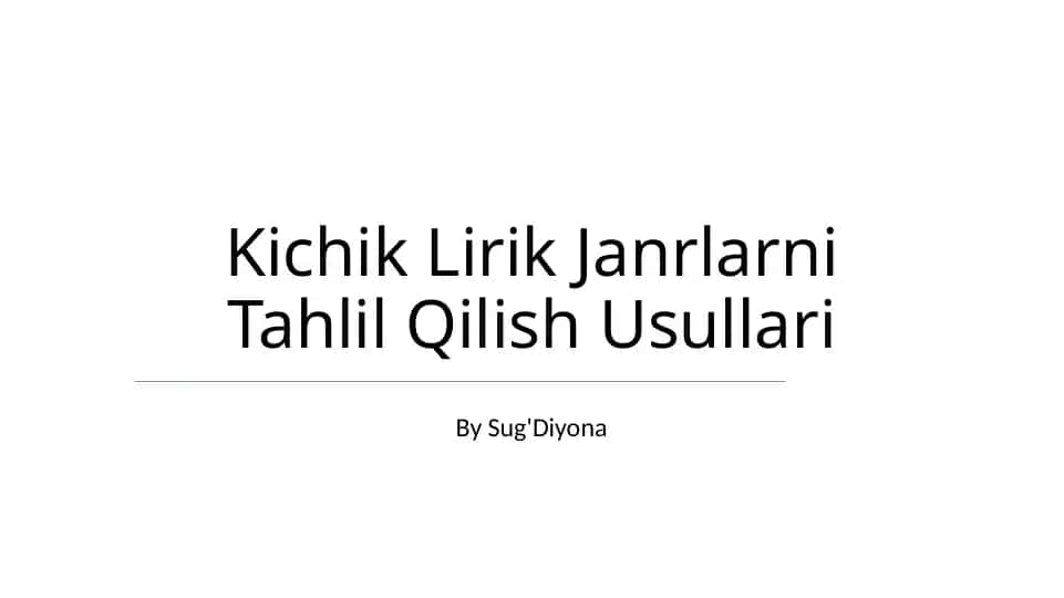 Kichik Lirik Janrlarni Tahlil Qilish Usullari