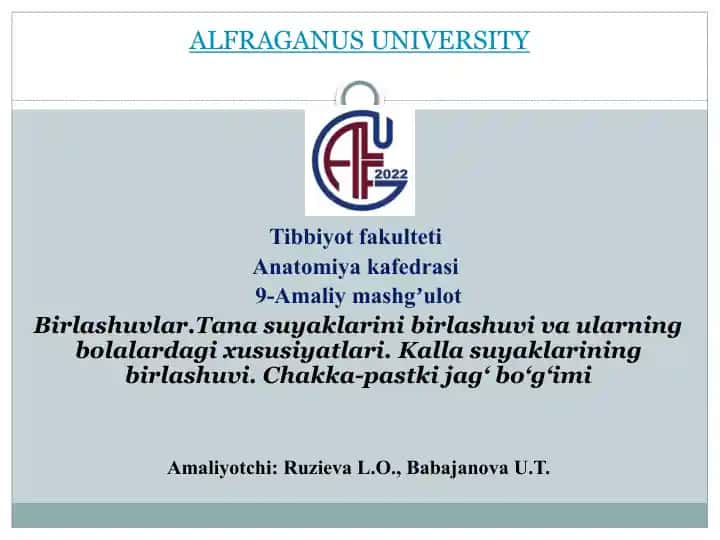 Birlashuvlar.Tanasuyaklarinibirlashuvivaularningbolalardagixususiyatlari