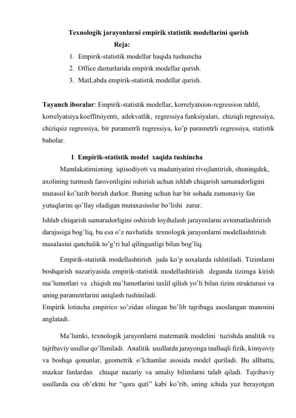 Empirik-statistik modellashtirish