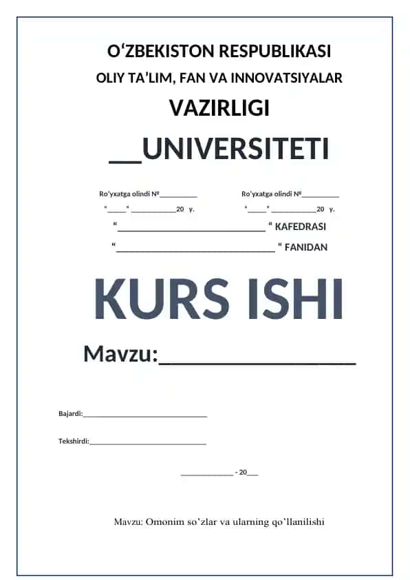 Omonim so’zlar va ularning qo’llanilishi