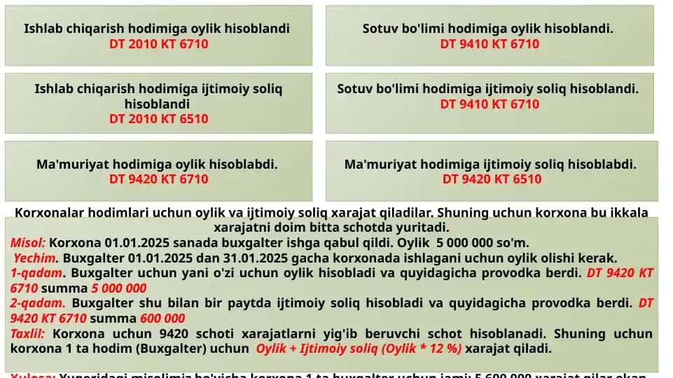 Oylik Hisob-kitobi
