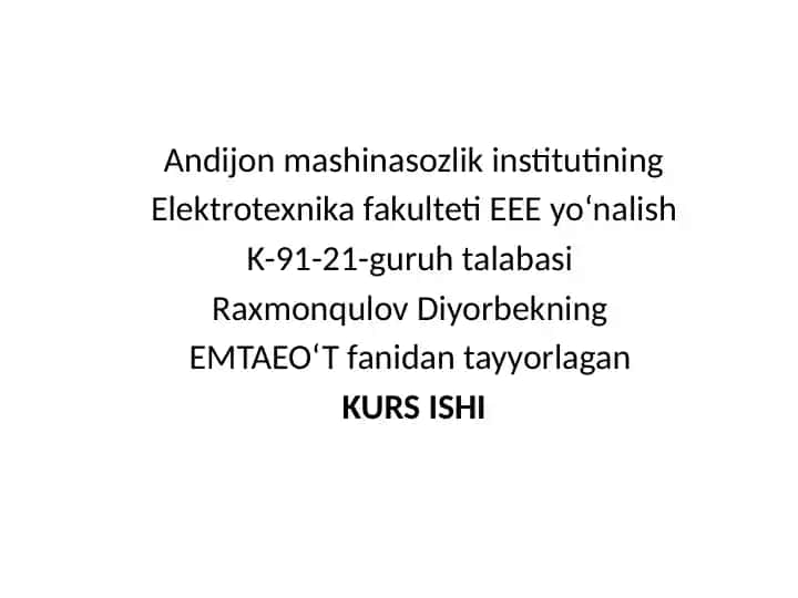 Elektromashinasozlikni o'rganish