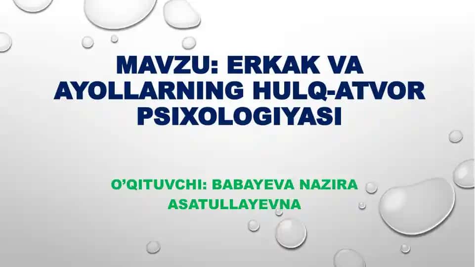 Erkak va ayollar hulq-atvor psixologiyasi