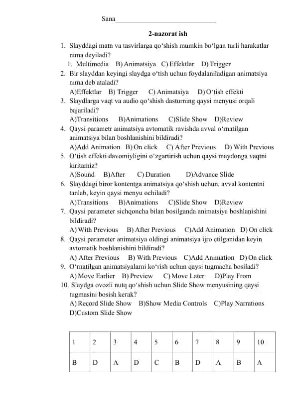 2-nazorat ish