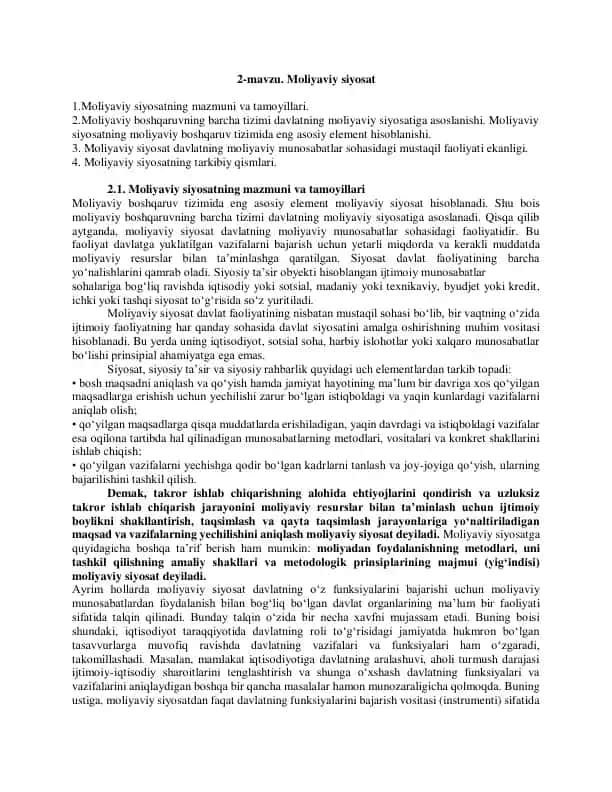 Moliyaviy siyosat