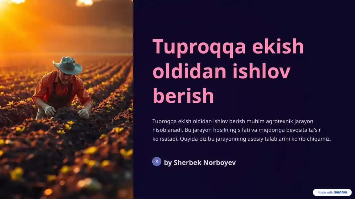 Tuproqqa ekish oldidan ishlov berish