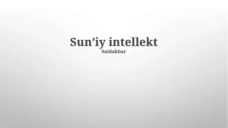 Sunʼiy intellekt