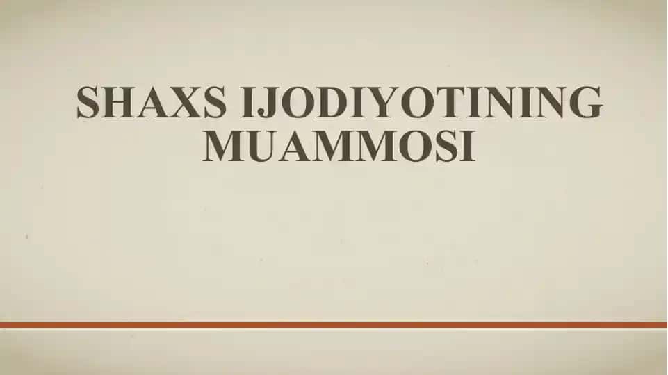 Shaxsijodiyotining muammosi