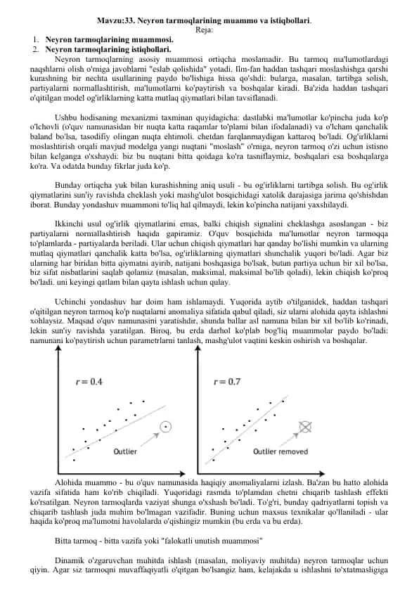 Neyron tarmoqlarining muammo va istiqbollari