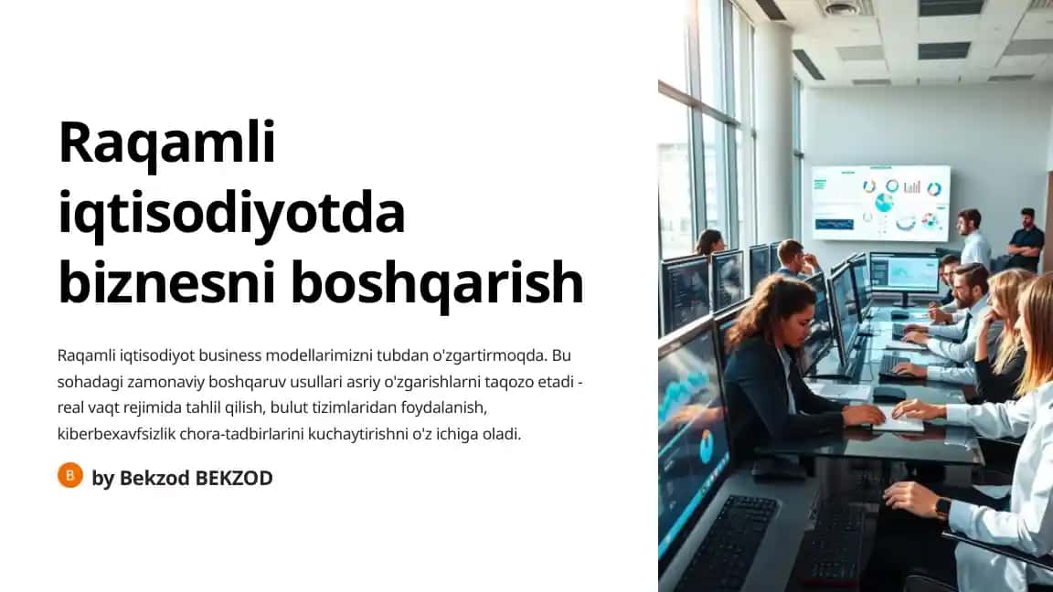 Raqamli iqtisodiyotda biznesni boshqarish