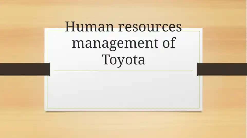 Human resources management of Toyota