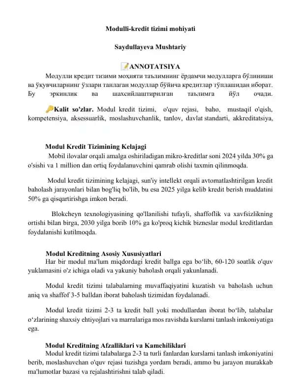 Modulli-kredit tizimi