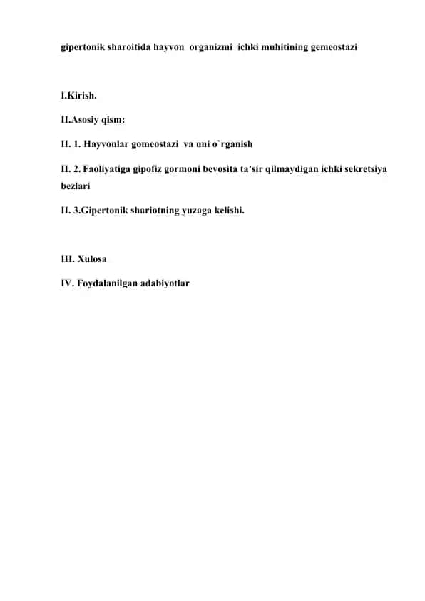 Hayvonlar Fiziologiyasi