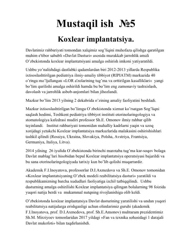 Koxlear implantatsiya