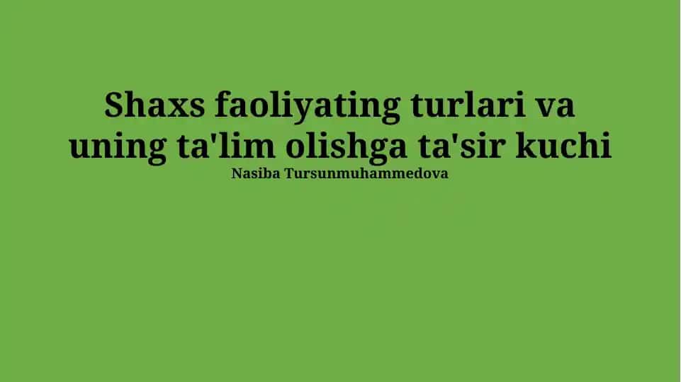 Inson faoliyati turlari