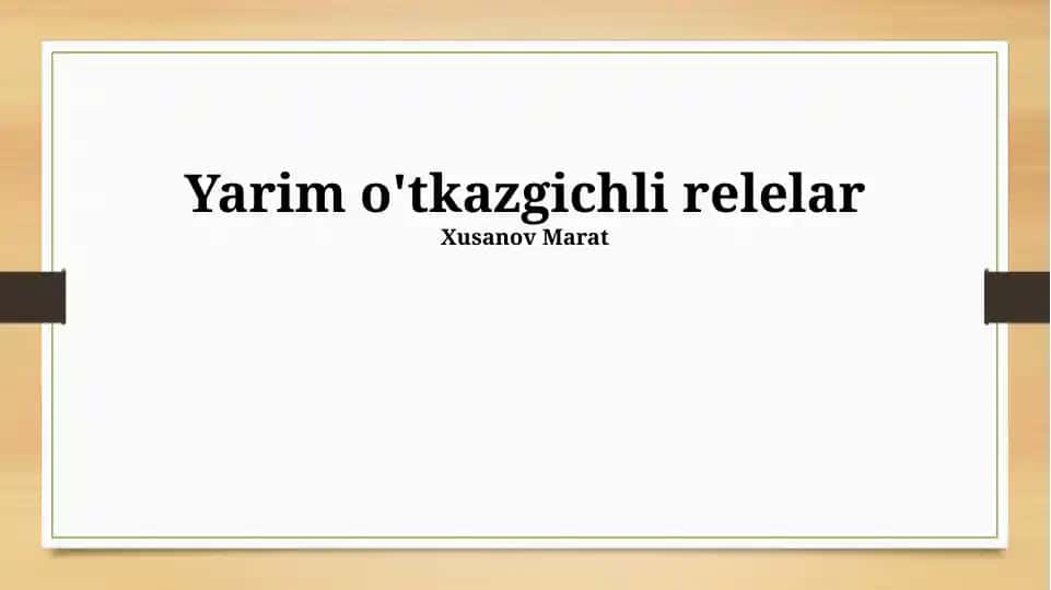 Yarim o'tkazgichli relelar