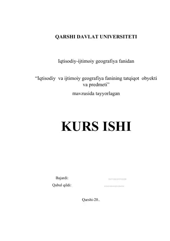 Iqtisodiy va ijtimoiy geografiya fanining tatqiqot obyekti va predmeti