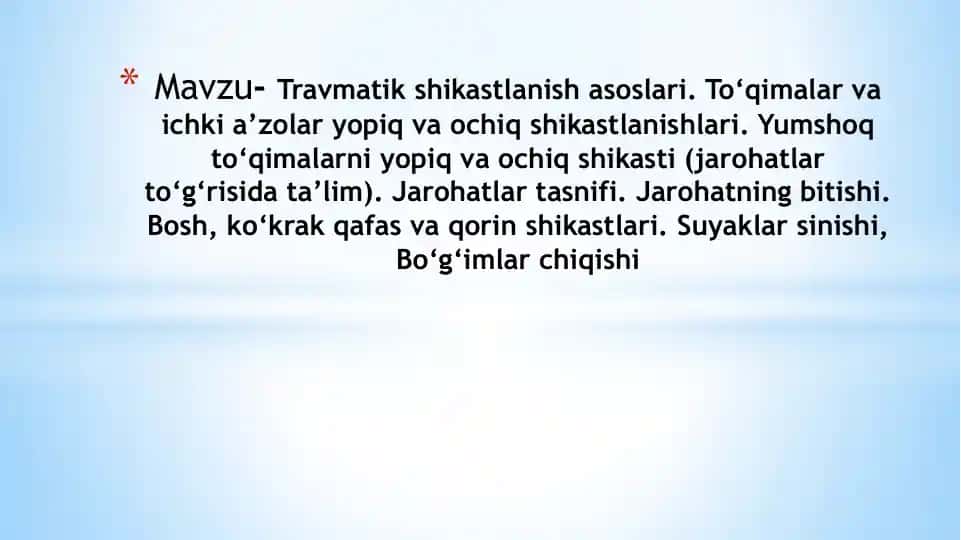Travmatik shikastlanish asoslari