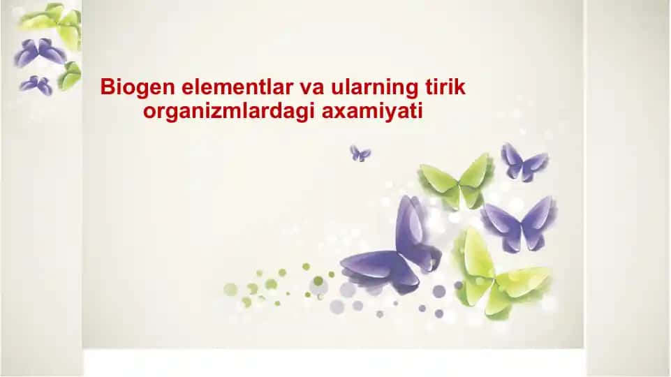 Biogen elementlar va ularning tirik organizmlardagi axamiyati