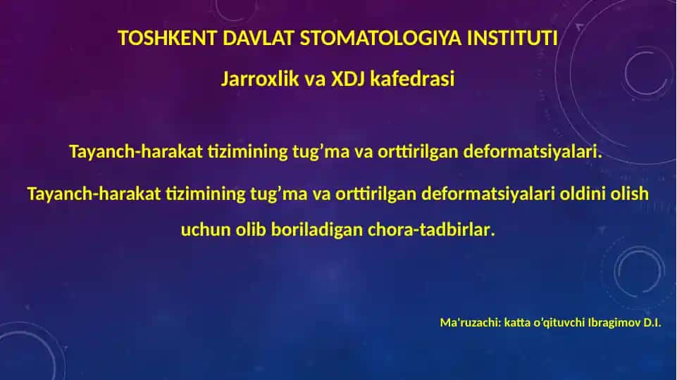 Tayanch-harakattizimining tugʼma va orttirilgan deformatsiyalari