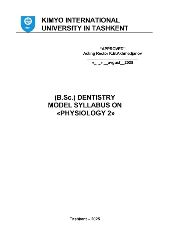 B.Sc. Dentistry Model Syllabus on Physiology 2