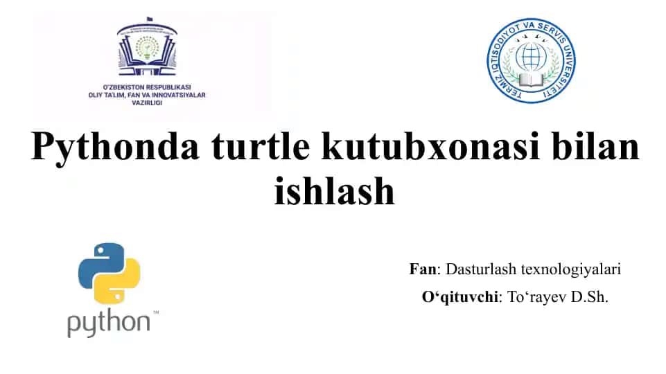 Python Dastur Tili Kutubxonasiga Ishlash