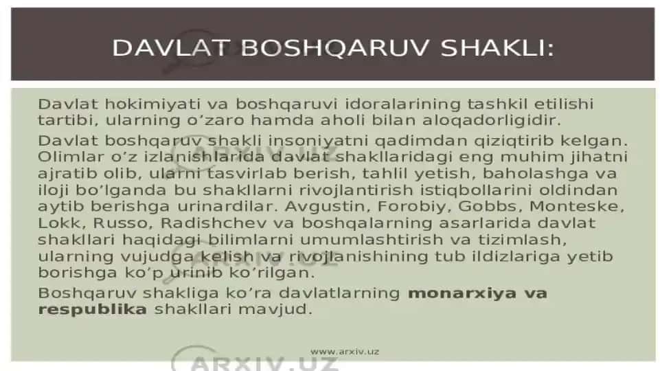 Davlat boshqaruv shakli