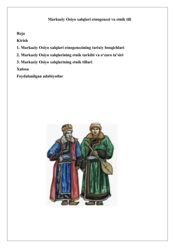 Markaziy Osiyo xalqlari etnogenezi va etnik tili